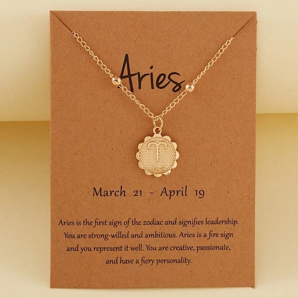 Aries March-April Zodiac Sign Bead Charm Necklace - Picture 1 of 15